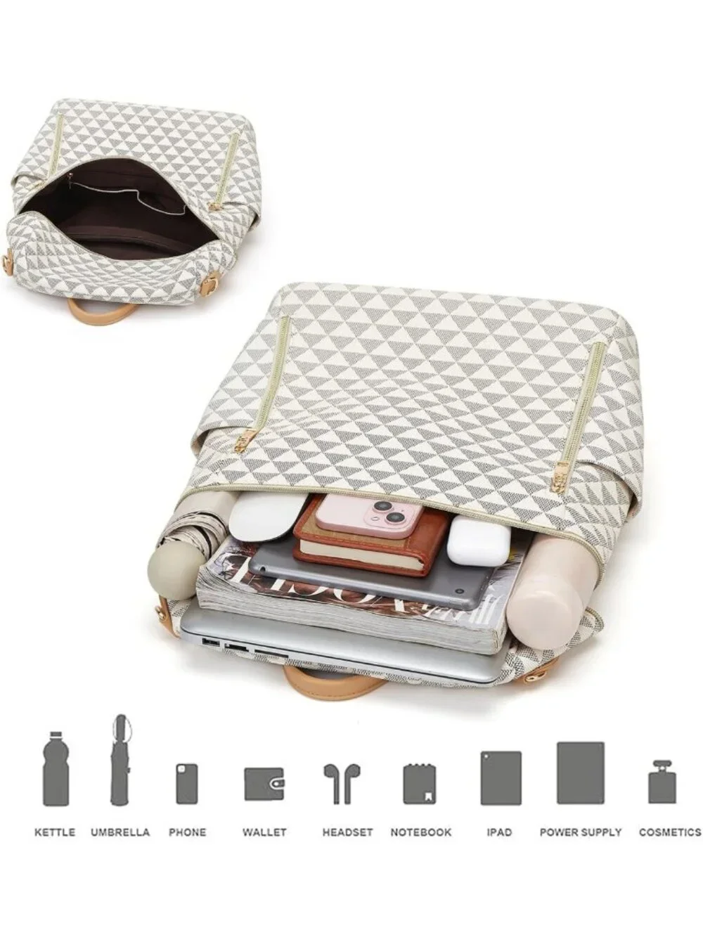 Stylish PU Leather Backpack Purse for Women - Convertible Travel Satchel 2-Piece